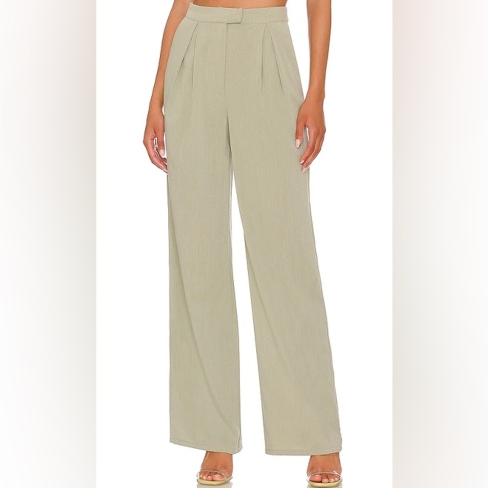 Lovers + Friends Roxanne Sage Wide-Leg Trouser Pants